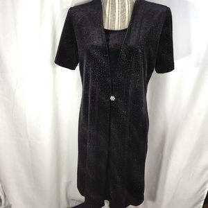 Another Thyme Black Velvet wSparkles All Over Layered Look Formal Dress Size 12P